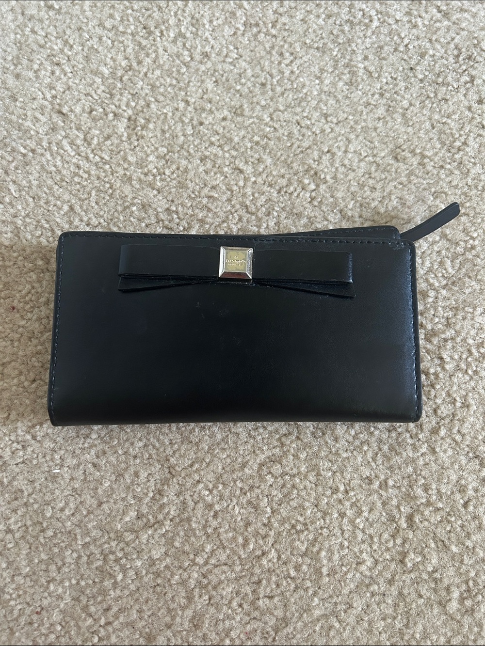 kate spade Black Bow Fold Wallet with Gold Accent